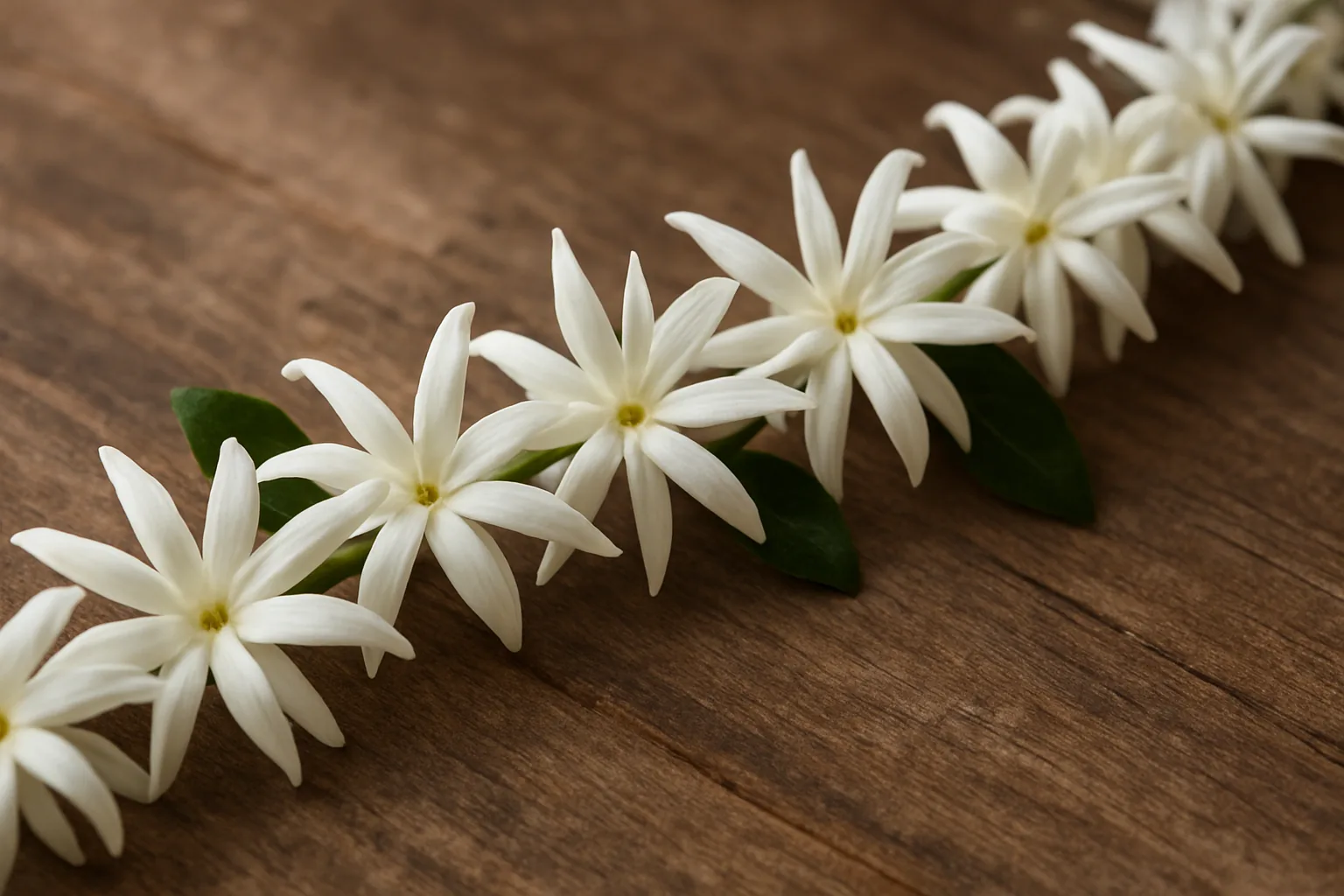 Collier de fleurs de tiare offert à l'arrivée en Polynésie
